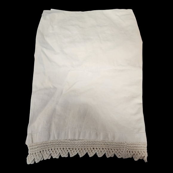 Unbranded Other - Vintage Ivory Pillowcase Crochet Lace Edge 32x20 Yellowed Stained Crafting Only